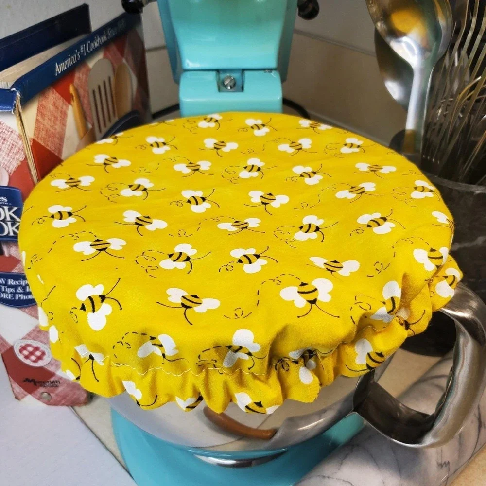 Yellow Bumble Bees Sunflower Reversible KitchenAid Mixer Mixing Bowl Cover Decor